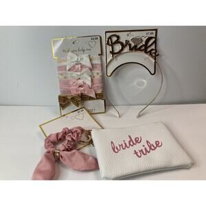 3 Pc Set Bridal Party Accessories Hair Ties Coin Purse Scrunchie Bride Headband